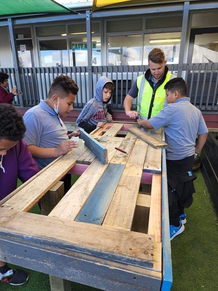 Wesley School planting bench